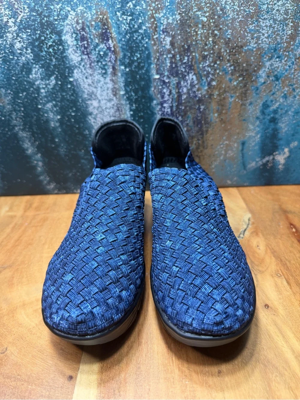 bernie mev. Comfort‎ Navy/Black Woven Wedge Heels NWOT